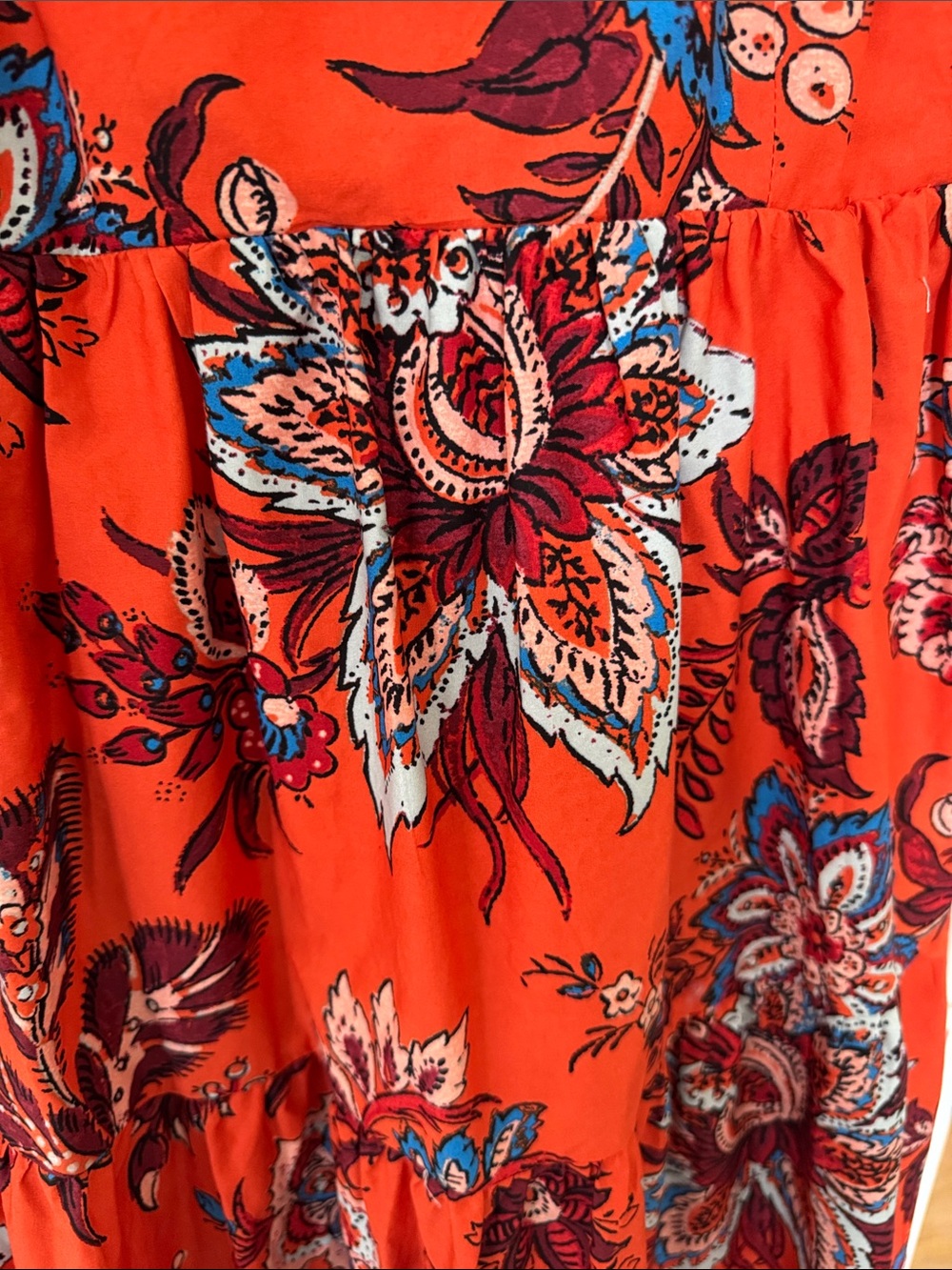RHODE Red/Orange Floral Smocked Dress - Picture 3 of 5